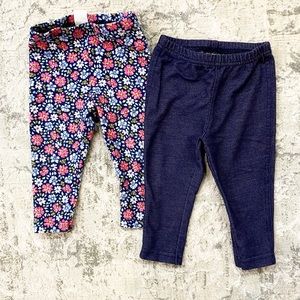 🌸 Baby Girls’ floral leggings & blue jeggings